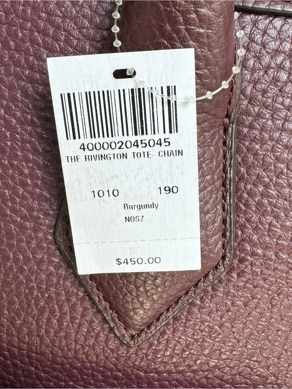 🆕 Henri Bendel Rivington Tote Bag Burgundy Satchel